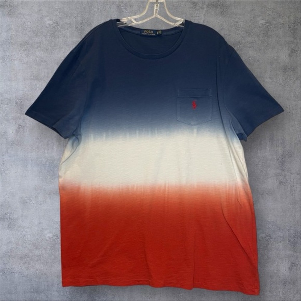 Polo Ralph Lauren Red White Blue Colorblock Pullover T-Shirt Mens‎ XL Spring USA